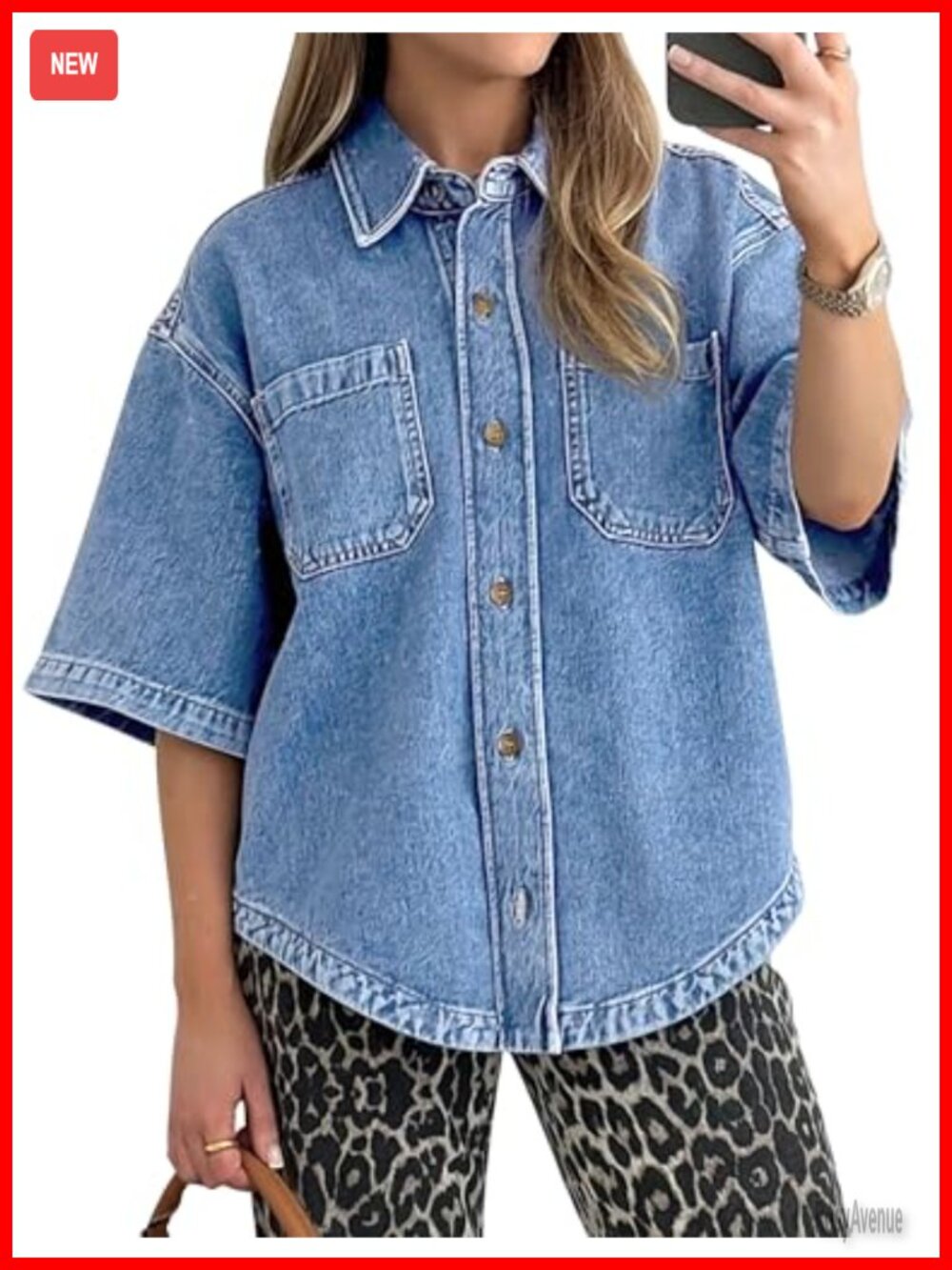 Women's Oversized Denim Shirt Lightweight Button Down Long Sleeve